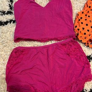 Pink Lace Trim Sleepwear Set